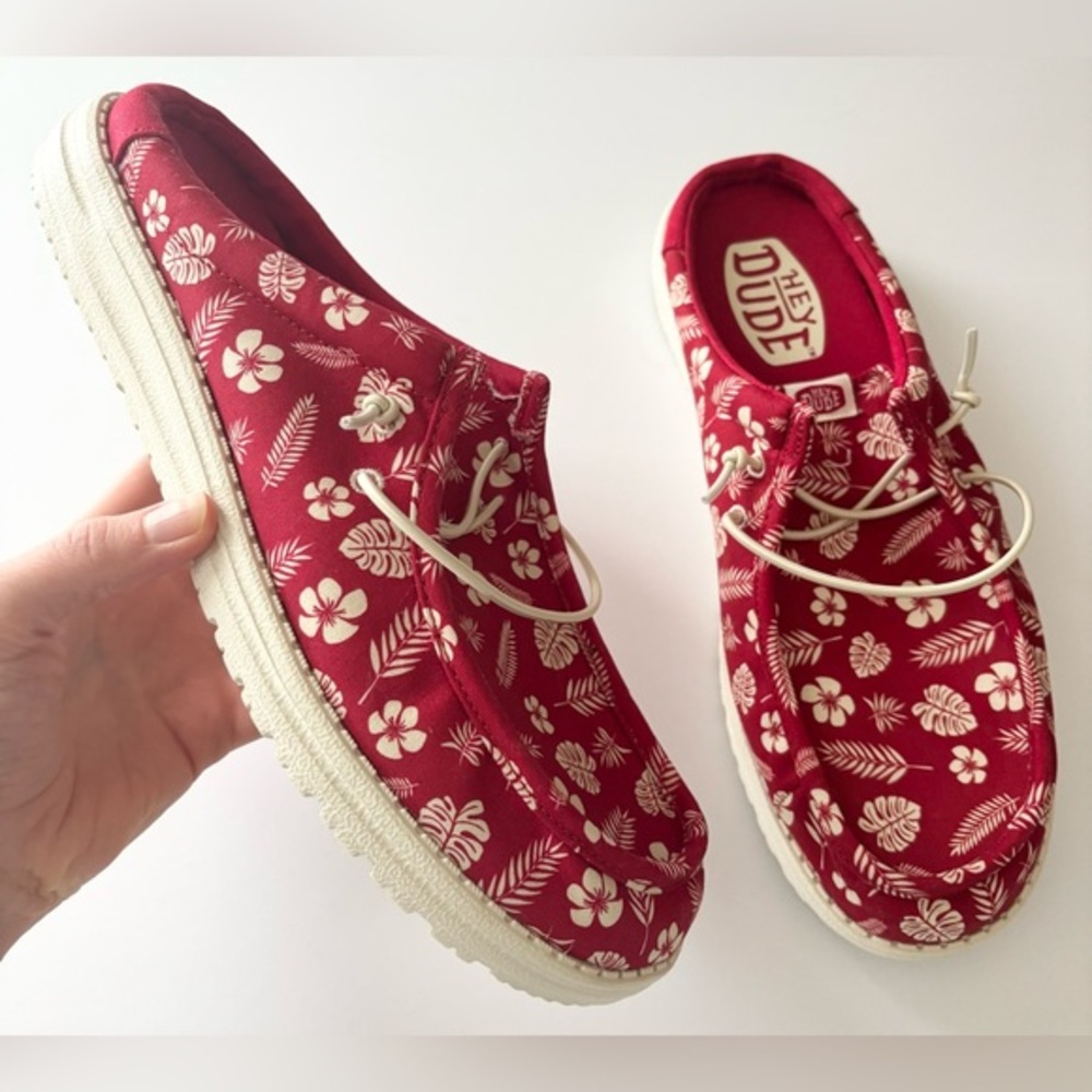 Hey Dude Wally Slip On Luau Shoes in Varsity Red - Picture 3 of 13